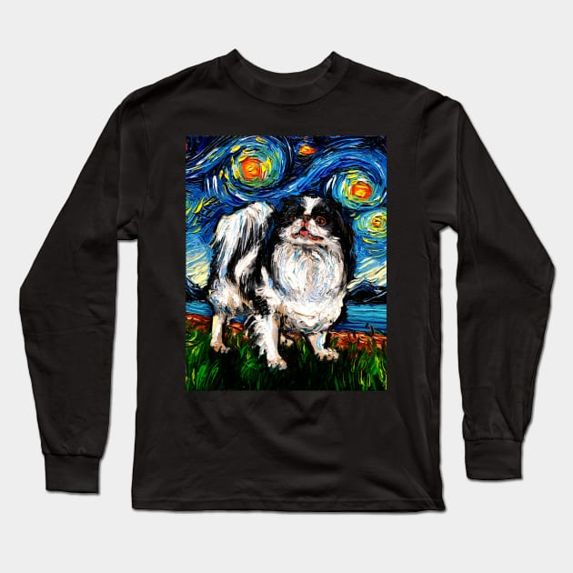 Japanese Chin Night Long Sleeve T-Shirt by sagittariusgallery